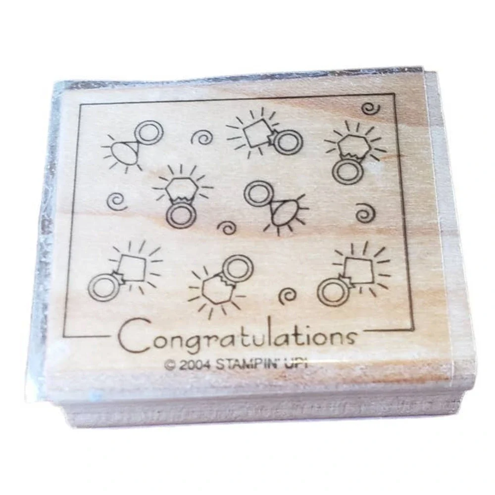 Stampin Up Wedding Ring Congratulations Wood Mounted Rubber Stamp